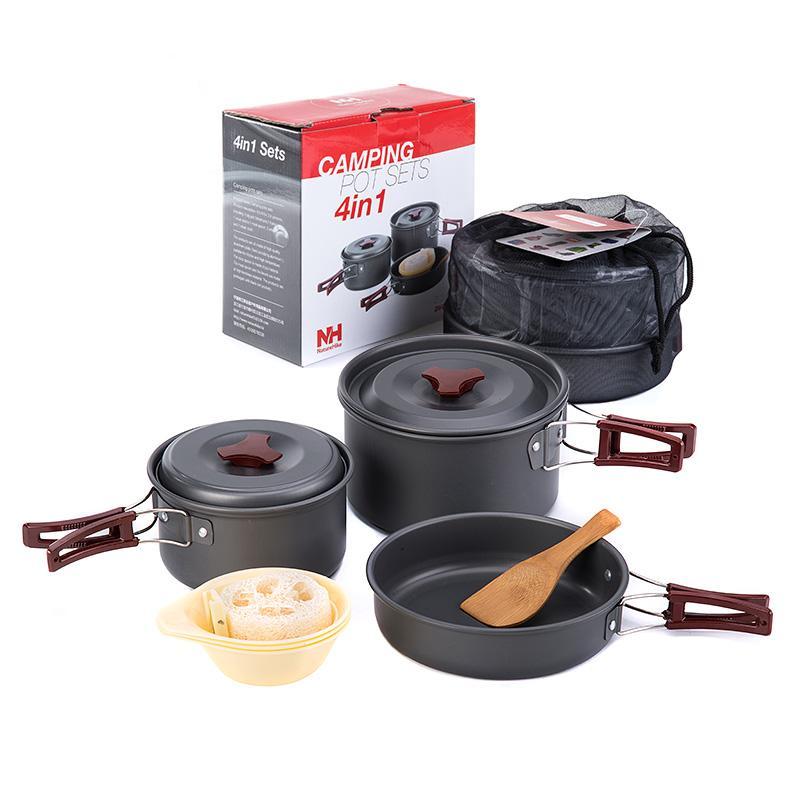 NatureHike Camping Hiking Cookware Set 4Pcs In One